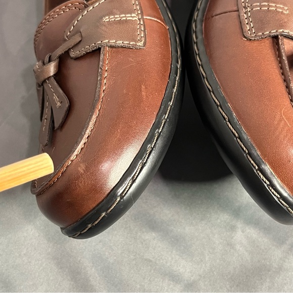 Clarks Ashland Bubble Loafers Slip On Comfort Brown Leather Women 6W Wide Petite - Picture 13 of 13